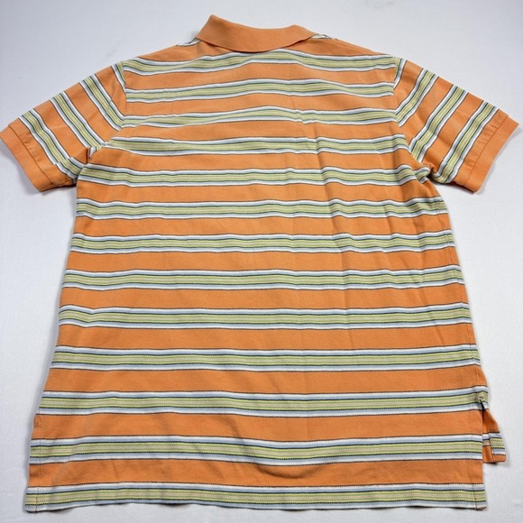 Polo Ralph Lauren Polo Shirt Mens Medium Orange Striped Cotton Golf Casual - Picture 9 of 10